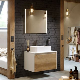 Подвесная тумба под раковину Aqwella Mobi MOB0108DB+MOB0708BS 80 см